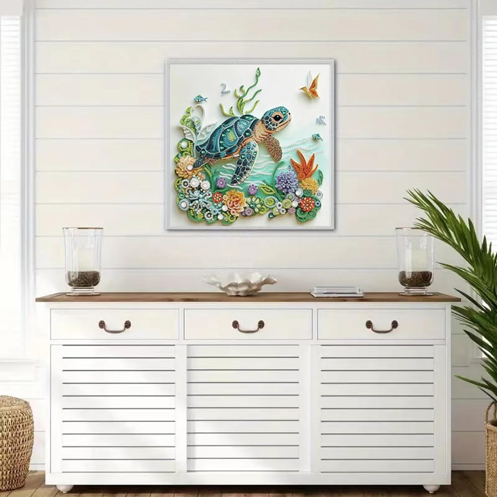 4Pack Diamond Painting Kits For Adults,Sea Turtle Special Shape Diamond Art Kits For Adults Beginners, DIY Diamond Crystal Rhinestones Gem Art Animal Octopus and Cat For Home Wall Decor 12 X 12Inch