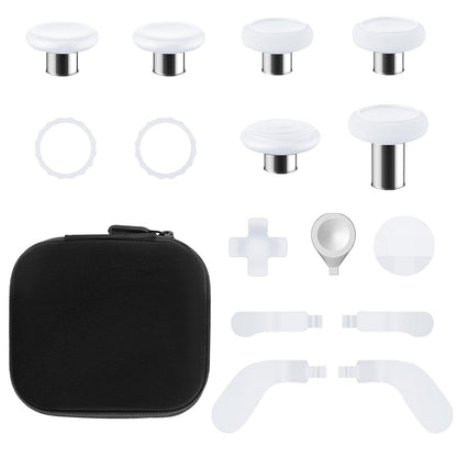 TOMSIN Thumbsticks&Paddles for Xbox Elite 2 Controller,15 In 1 Accessories Pack with Case for Xbox Elite Controller Series 2 Core,6 Metal Thumbsticks,4 Paddles,2 D-pad,Protection Rings (White)