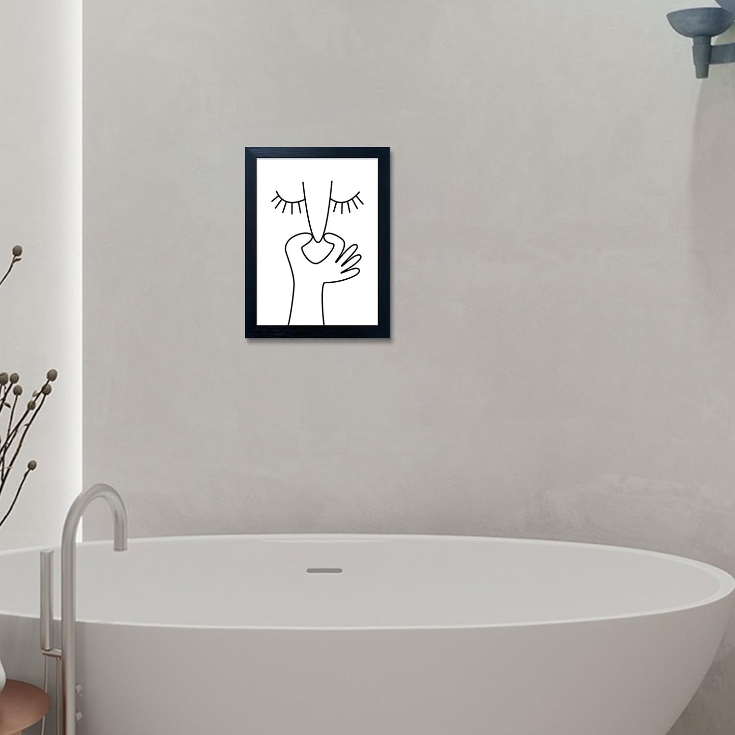 Bathroom Picture Wall Decor, Framed Black and White Bathroom Wall Art, Toilet Paper in Little Funny Raccoon's Hand Animal Canvas Print Painting
