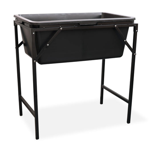 Bortaberg Bathtub With Foldable Metal Stand, Drain Valve for Dogs and Cats Included, Portable, Pet Paddling Pool with a Tap, Plastic Dog Pool, 4 sizes (90L; 78x48x31[cm]+stand)