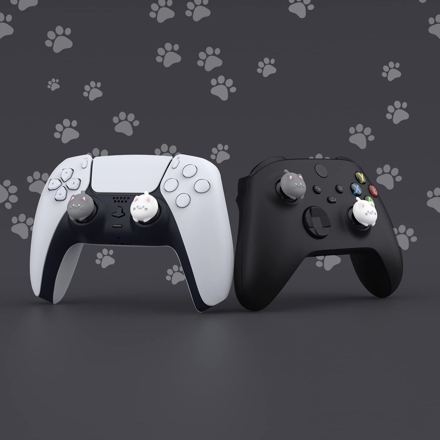 PlayVital Cute Thumb Grip Caps for ps5/4 Controller, Silicone Analog Stick Cover for Xbox Series X/S, Thumbstick Caps for Switch Pro Controller - Cutie Kitty