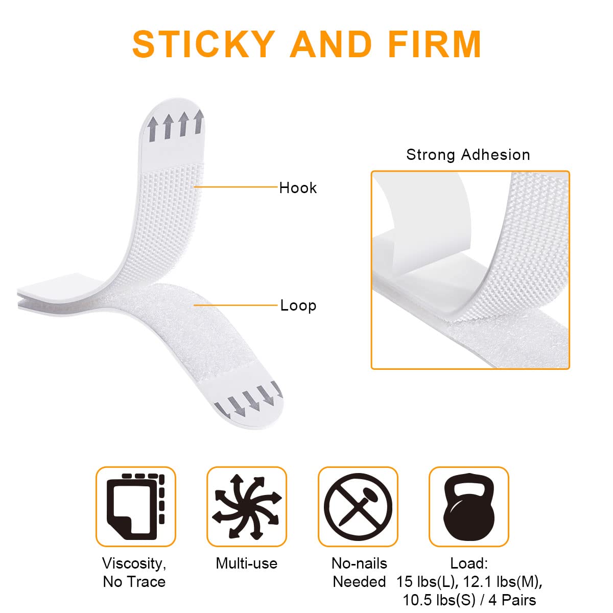 Picture Hanging Strips Heavy Duty Combination,32-Pairs(64 Strips) Adhesive Hook and Loop Mounting Tapes Damage Free No Nails Picture Hangers for Frame Hanging Poster Strips Christmas Decorations