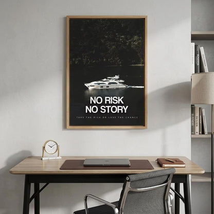 Wood Framed Motivational Office Wall Art Luxury Yacht Canvas Print, Modern Inspirational Success Quote Poster,Nautical Picture Wall Decor for Home Office, Study8x10Inches