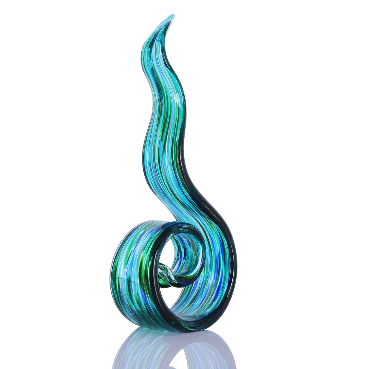 DOVDOV Hand Blown Glass Sculptures, Abstract Glass Figurines, and Green Glass Art Decorations Perfect for Decorating Coffee Tables, TV Stands, vanities, entryways, Offices, and Bookshelves.