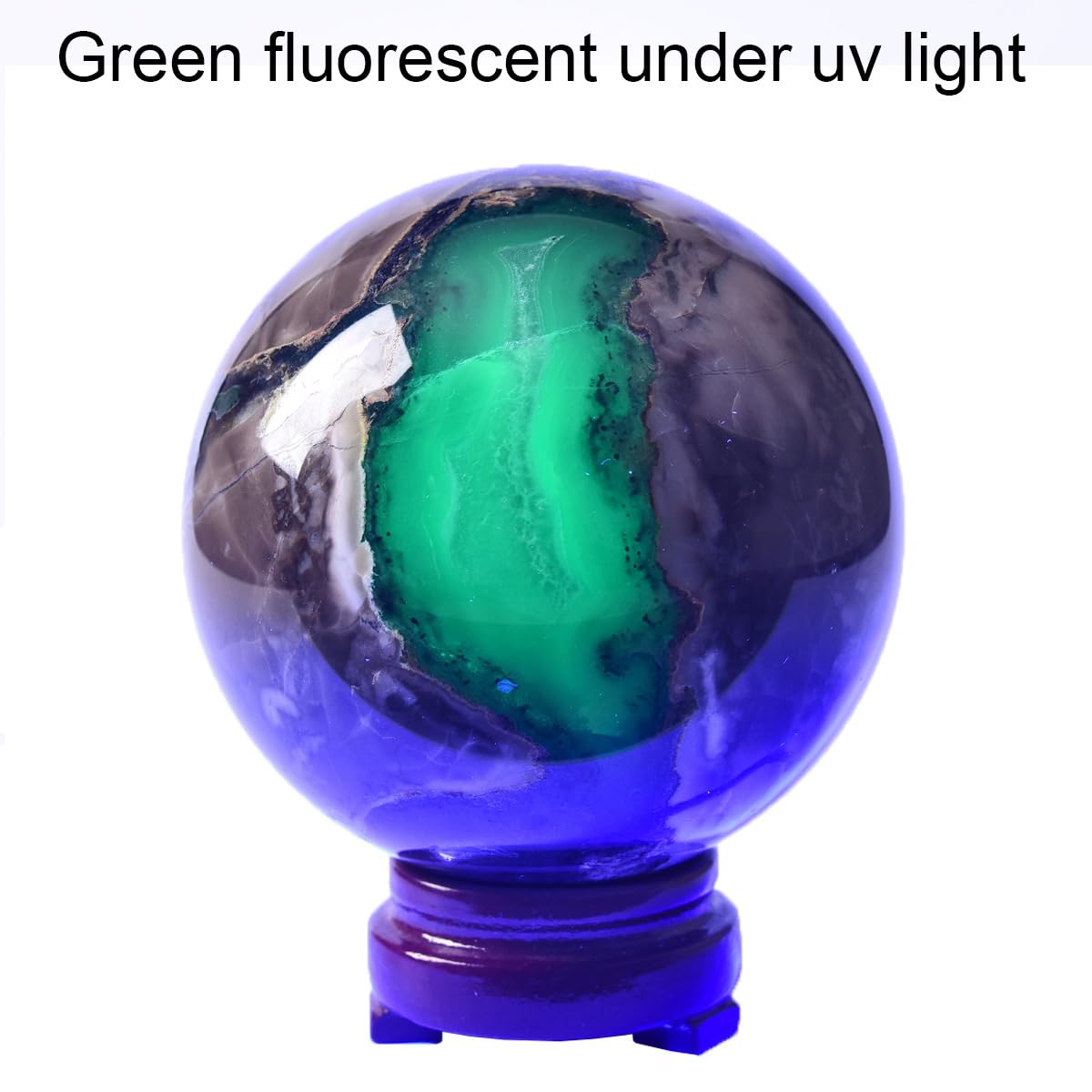 JIC Gem 3.1-3.5 inch(80-90mm) Large Volcanic Agate Crystal Sphere Quartz Crystal Ball with Stand Healing Ornament Witchcraft Meditation Decor