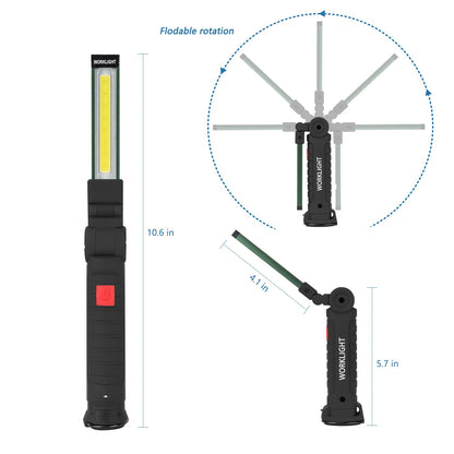 LED USB Rechargeable Torch,Vagocom Super Bright Flashlight COB Work Light Portable Inspection Lamps with Magnetic Base and Hook for Mechanic Tools,Camping,Emergency,Christmas Birthday men Gift(2 Pack)