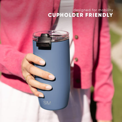 Simple Modern Travel Coffee Mug Tumbler with Flip Lid | Insulated Stainless Steel Iced Coffee Cup | Gifts for Women & Men | Voyager Collection | 350ml | Midnight Black