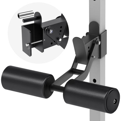 SELEWARE Nordic Hamstring Curl Squat Rack Attachment for 2x2 Power Rack with 5/8" or 1" Hole - Adjustable Leg Hold Down Attachment with Leather Surface for Home Gym Workouts