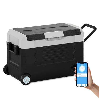 SubSun12V Cooler Car Fridge, 48QT -4℉~68℉ Fast Cooling Car Refrigerator, Portable Freezer with 12/24V DC and 110-220V AC, Electric Cooler for Camping, Road Trip and Boat