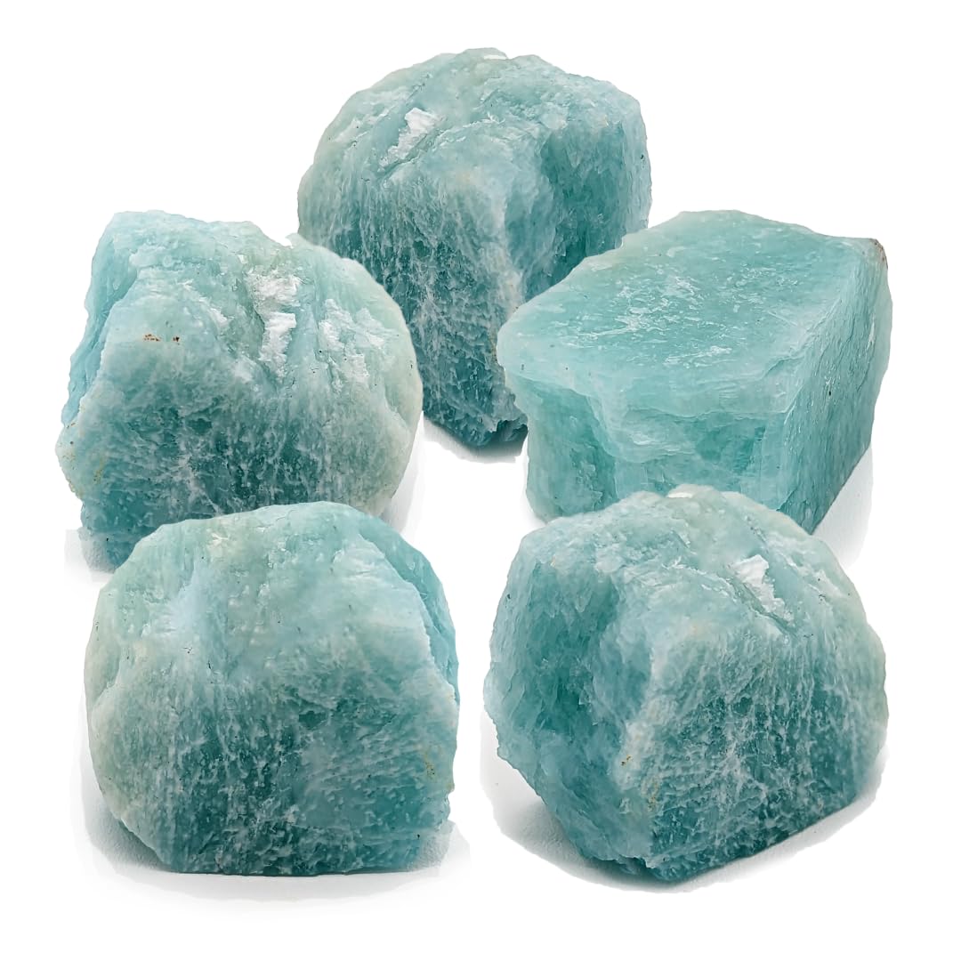 Amazonite Rough Rock, Raw Natural Stone, Chakra Crystals, Quality Gemstones for Reiki Healing, Wellness, Meditation, Handmade in Our Lapidary Workshop (5 pcs)