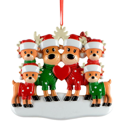 Personalized Sweater Reindeer Family of 6 Christmas Ornament - Christmas Tree Decoration