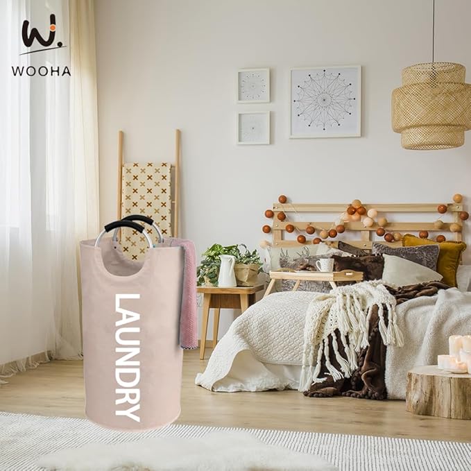 WOOHA 125L Large laundry basket, Collapsible laundry hamper, Tall Clothes