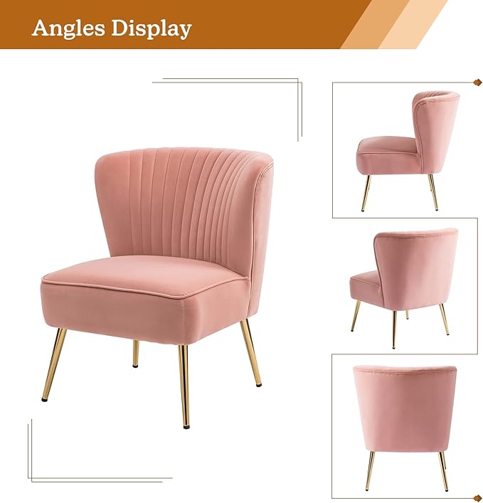 HULALA HOME Velvet Accent Chair, Modern Upholstered Cute Side Chair