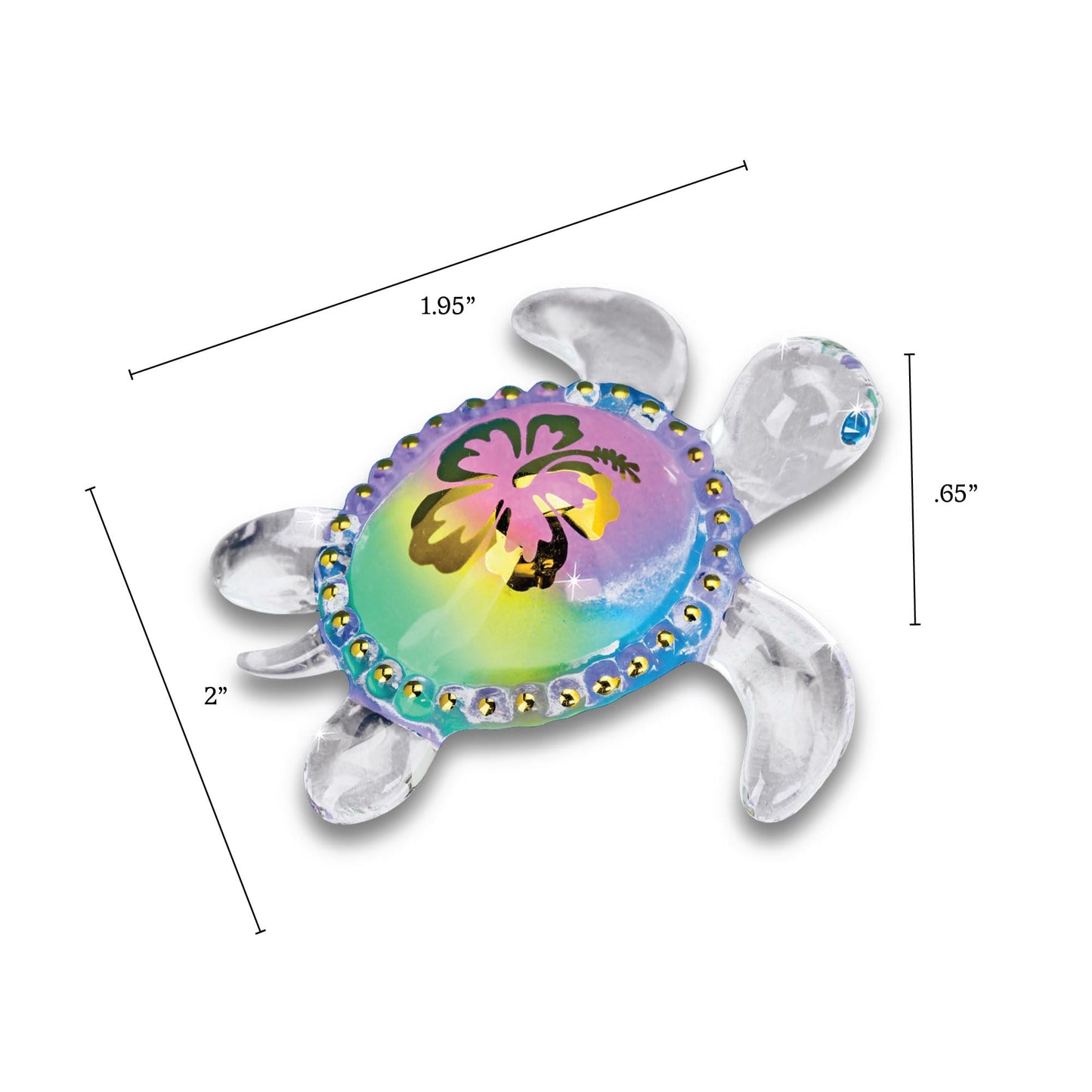 Glass Baron Island Pearl Sea Turtle Glass Figurine, Hand Blown & Sculpted with Austrian Crystal Accents, Collectible Ornament for Home Decor Table Centerpiece