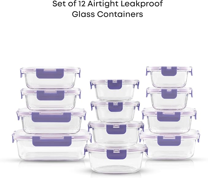 JoyJolt 24pc Borosilicate Glass Storage Containers
