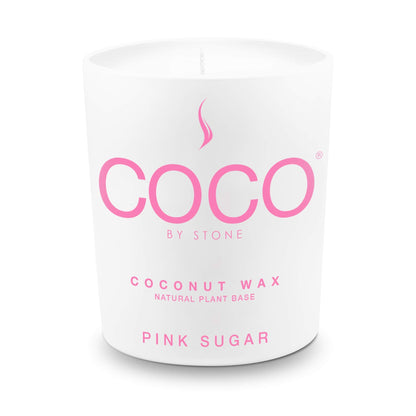 COCO by Stone 11oz Candle, Coconut Apricot Wax Candle for Home (Pink Sugar) Home Fragrance Products, 1 Wick Candle, Enhance Indoor Aroma, Vegan & Cruelty-Free, Clean Burning and Hand Poured Candle