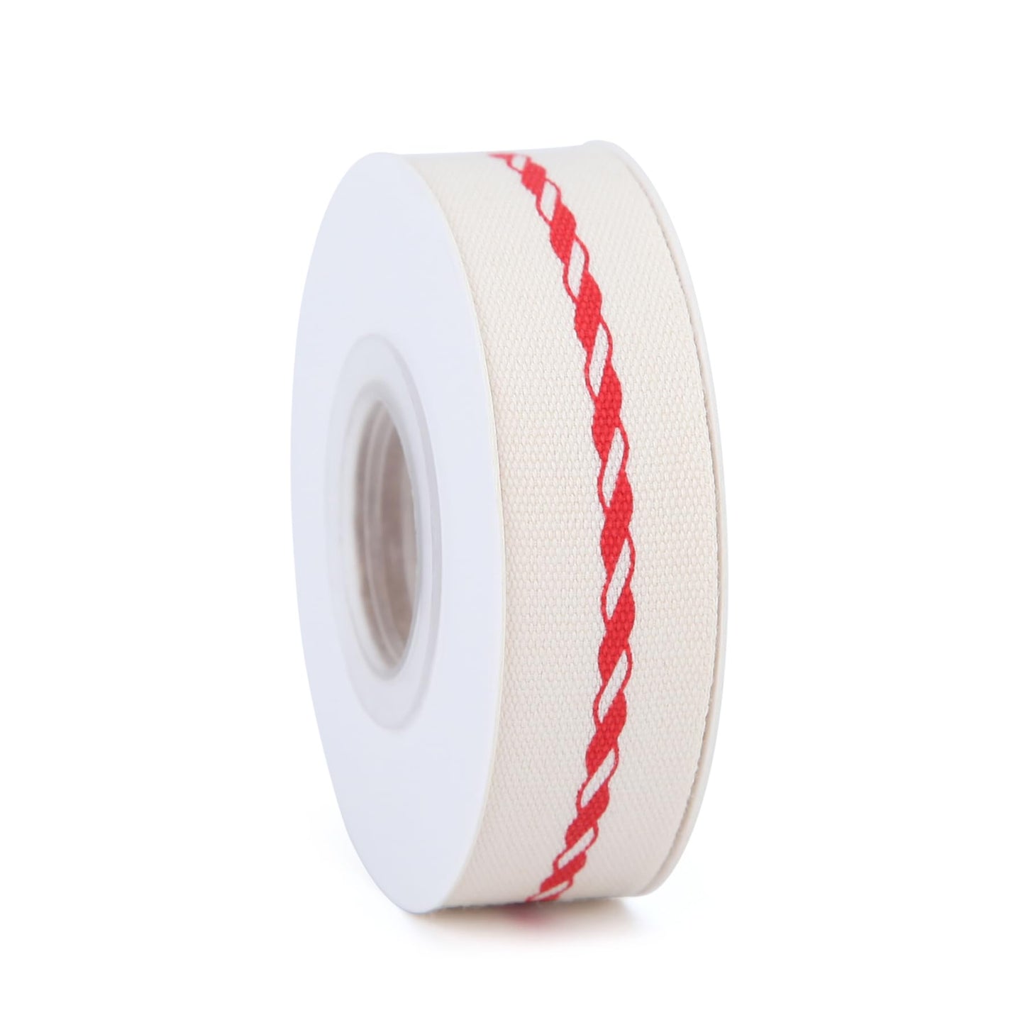 Meseey 4 Rolls 20 Yards 5/8 Inch Christmas Candy Peppermint Ribbon Red and White Stripe Cotton Ribbons for Gift Wrapping, Wreath,Tree Decoration, Outdoor Deco (Red)