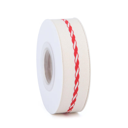 Meseey 4 Rolls 20 Yards 5/8 Inch Christmas Candy Peppermint Ribbon Red and White Stripe Cotton Ribbons for Gift Wrapping, Wreath,Tree Decoration, Outdoor Deco (Red)