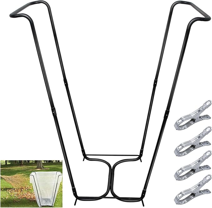 DOUBFIVSY Garden Trash Bag Holder, Heavy Duty Metal Outdoor Leaf Bag Holder
