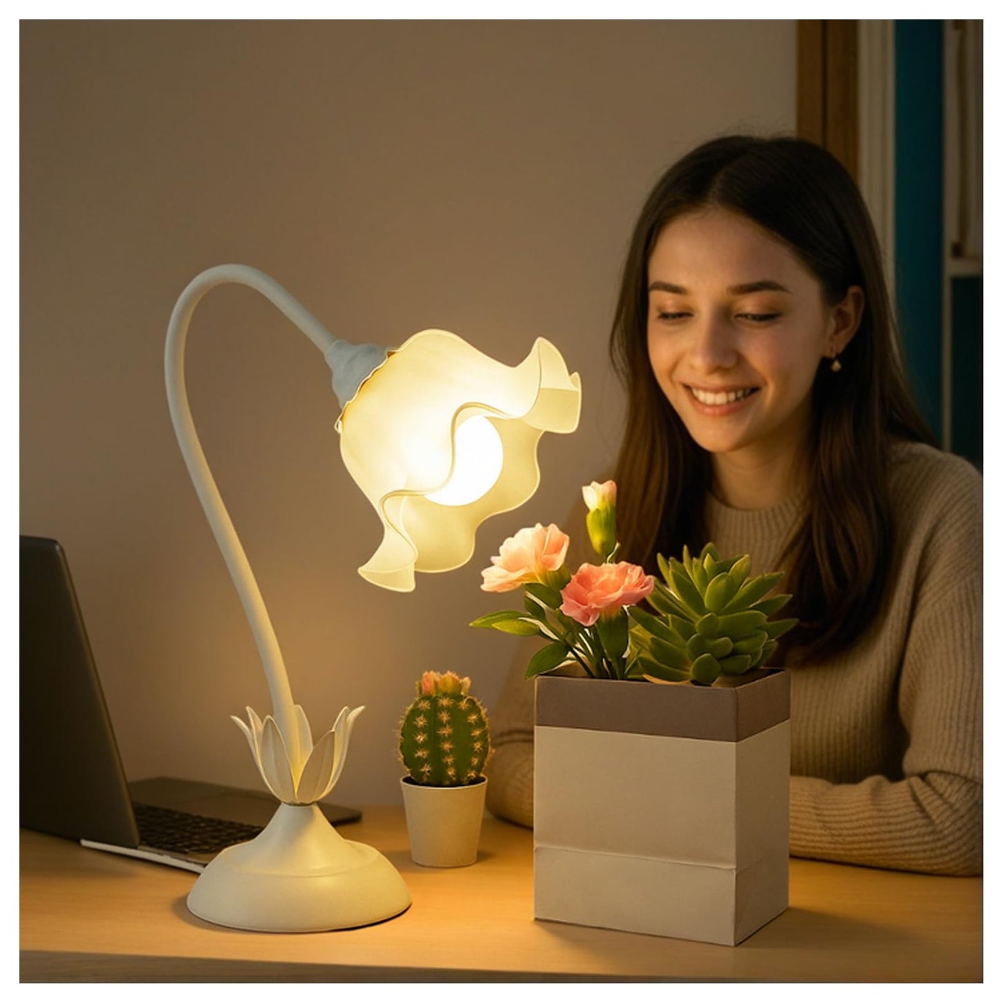 Table Top Grow Light for Indoor Plants – Decorative Desk Plant Light for Succulents Bonsai Cactus, Adjustable Desktop Grow Lights with Base, Cute Office Mini Grow Lamp