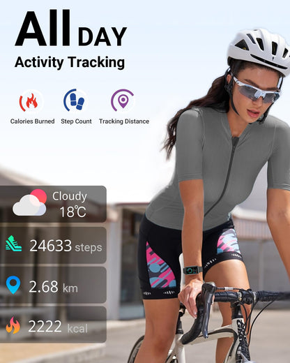 Health Fitness Tracker with 24/7 Heart Rate, Blood Oxygen, Blood Pressure, Sleep Tracker, Step Counter, 5ATM Waterproof Activity Trackers and Smart Watches for Women Men Kids (S & L Bands Included)