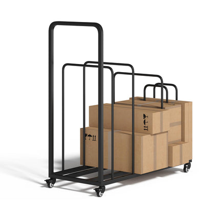 WYJREES Cardboard Box Organizer, Metal Carton Cart Stand, Ajustable Carton Storage Rack with Wheels and Handle, Carton Box Organizer for Home Warehouse