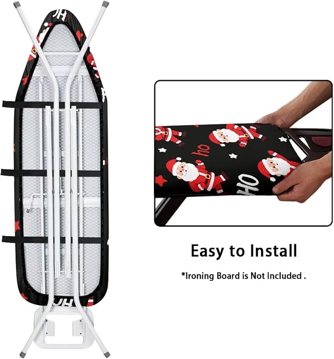 Black Christmas Santa Ironing Board Cover Cover Standard Size Soft Fabric