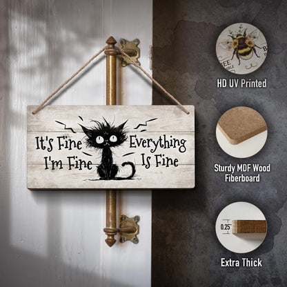 YZEXEZY It's Fine I'm Fine Everything is Fine Sign 6"x12"Funny Home Office Wall Decor Cute Inspirational Gift for Work, Office, Christmas