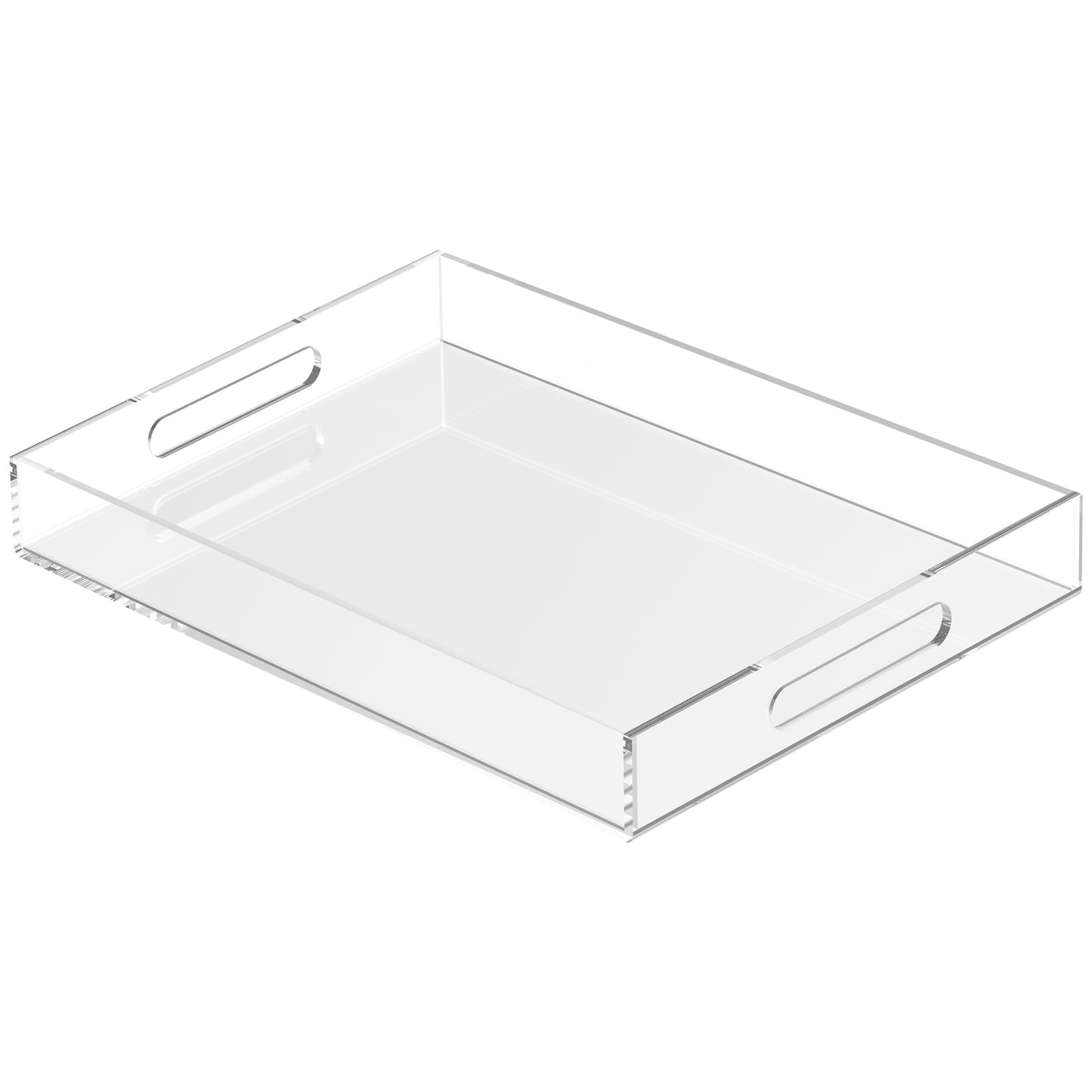 Acrylic Tray 16x12 with Cut Handles - Spill Proof Decorative Tray is an Ideal Countertop Organizer for Living Rooms, Ottoman Coffee Tables, Offices, Kitchens & Serving Guests