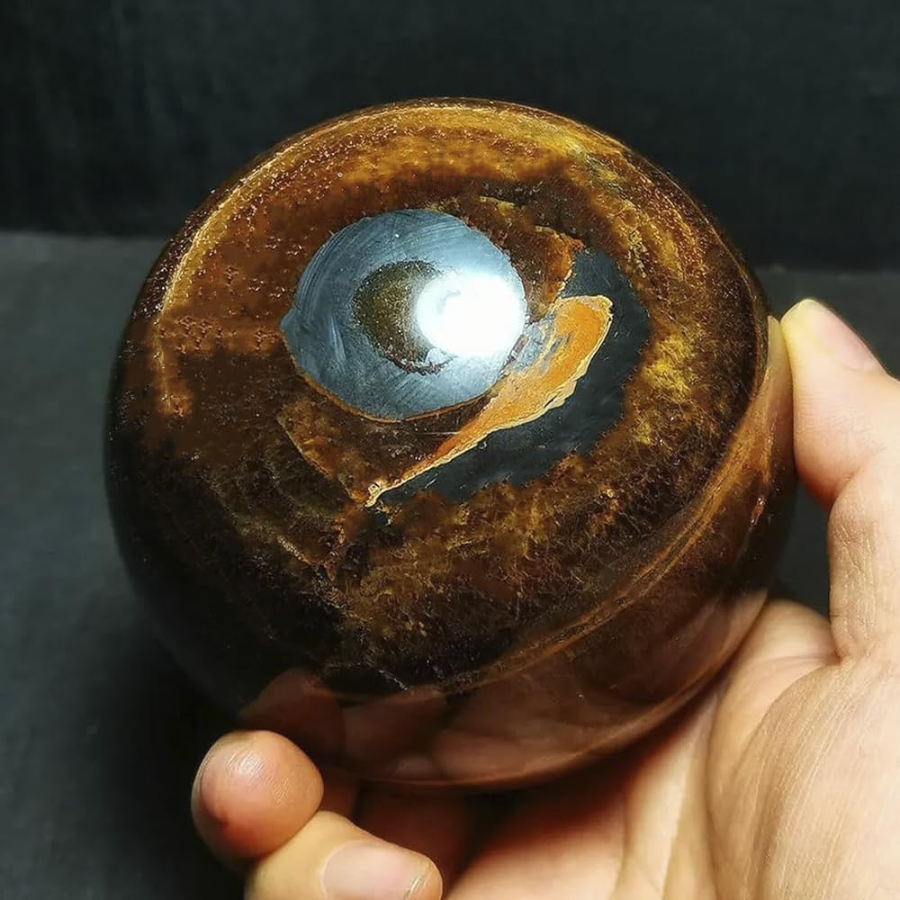 2.36-2.76inch/6-7cm Natural Tiger's Eye Crystal Sphere, Hand Polished Tiger Eye Stone Ball, Healing Crystal Decorative Sphere, Reiki Energy Stone Crafts, Feng Shui Home Ornament, Gift a Small Base
