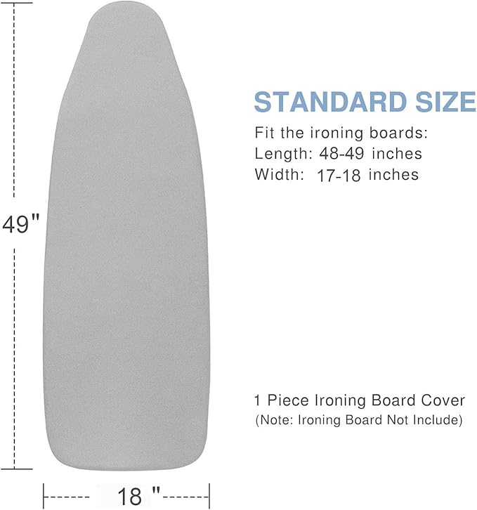 Ironing Board Cover and Pad 18x49, Extra Wide, Thick Padding, Elastic Edge