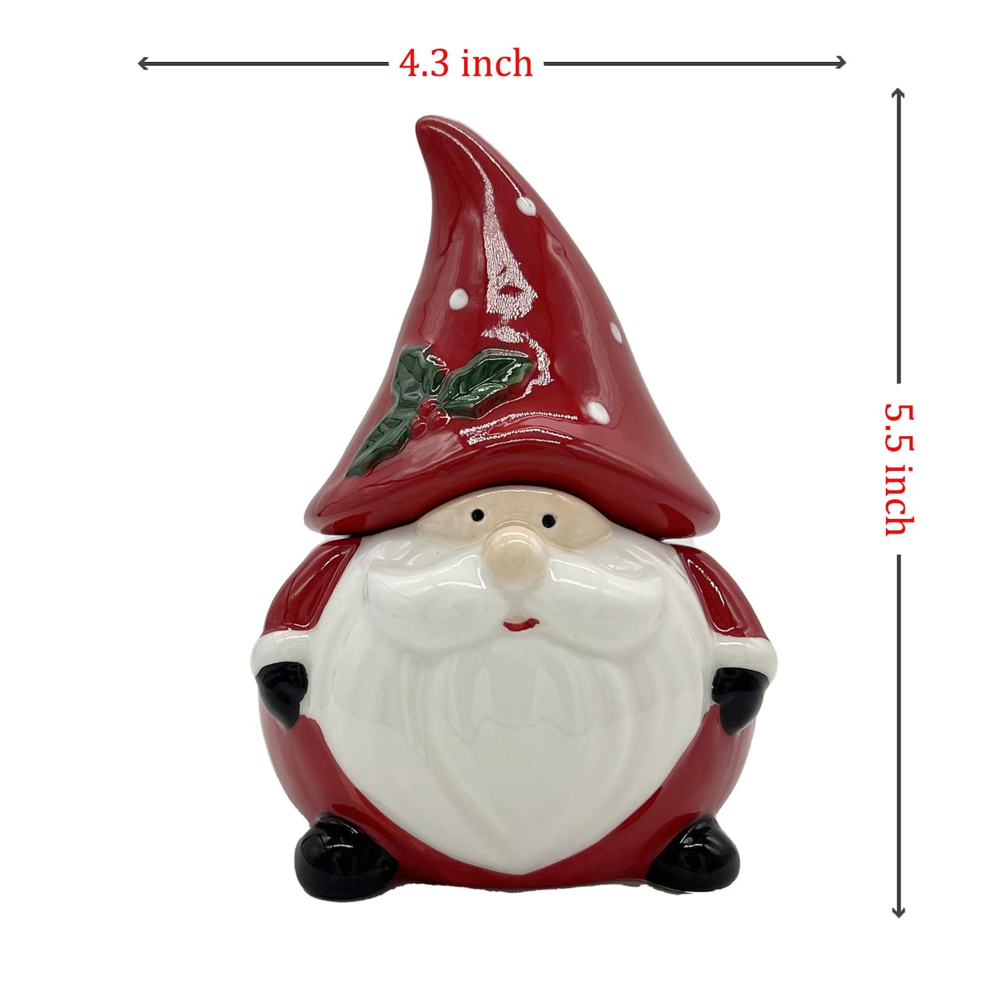 Santa Claus Salt and Pepper Shaker Set with Spoons - 6.5 Inch Ceramic Christmas Spice Dispenser with Lids for Kitchen Holiday Dining Table Decor Gift Set (Red)