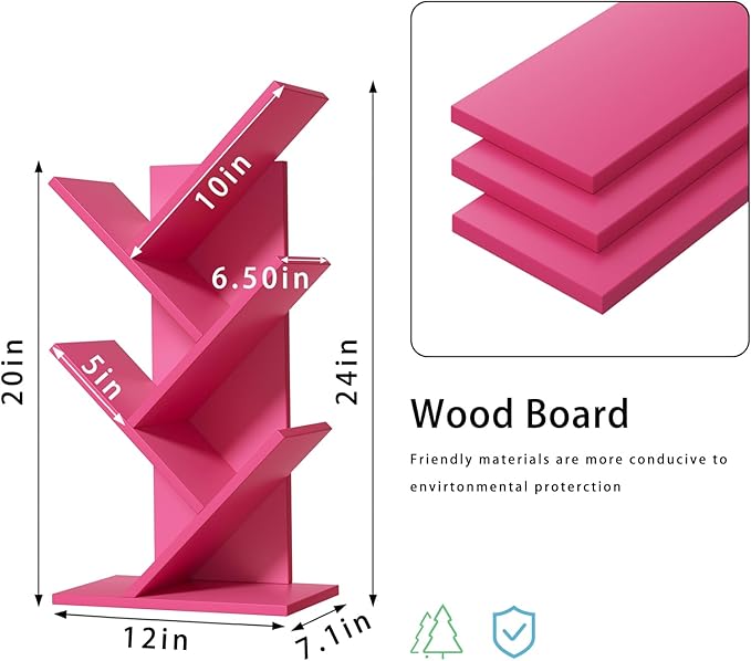 SHEEPAM 5 Tier Tree Book Shelf, Small Desktop Bookshelf