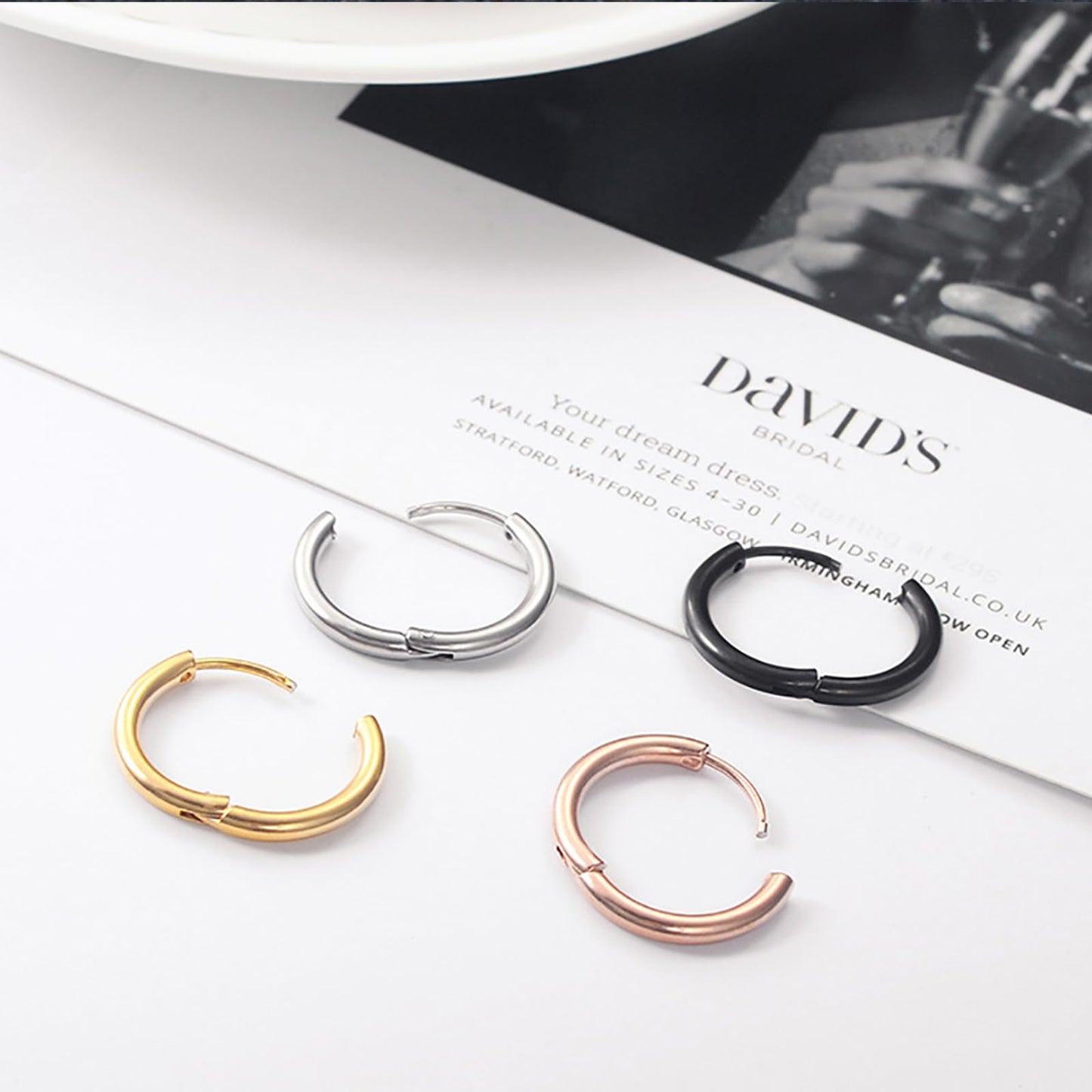 316L Surgical Stainless Steel Huggie Hoop Earrings 14mm Gold Hypoallergenic Earrings Hoop Cartilage Helix Lobes Hinged Sleeper Earrings For Men Women(F01:14mm Gold(THK 2.0mm))