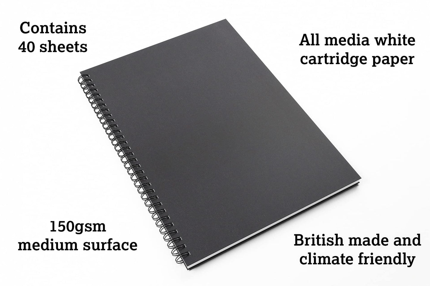 Artgecko Mixed Media Sketch Book A3 Portrait - 80 Pages (40 Sheets) 150gsm White Cartridge Paper