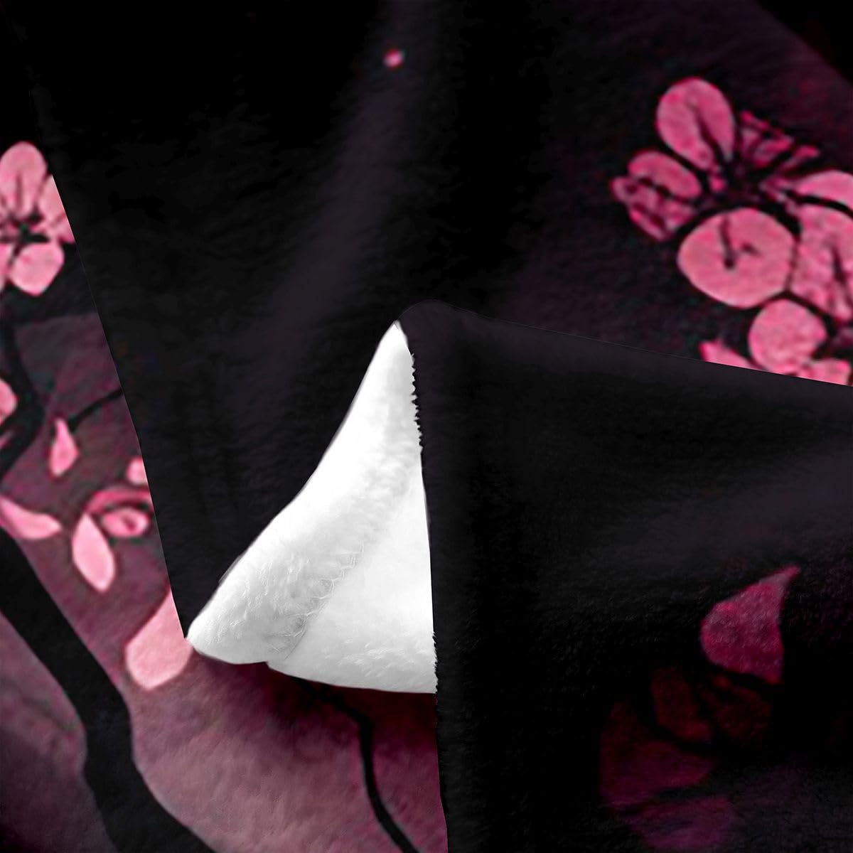 Feelyou Crow Plush Throw Blanket Halloween Themed Flannel Blanket Throw 50"x60" Cherry Blossoms All Season Trick or Treat for Couch Bed Sofa Goth Bedroom Decor