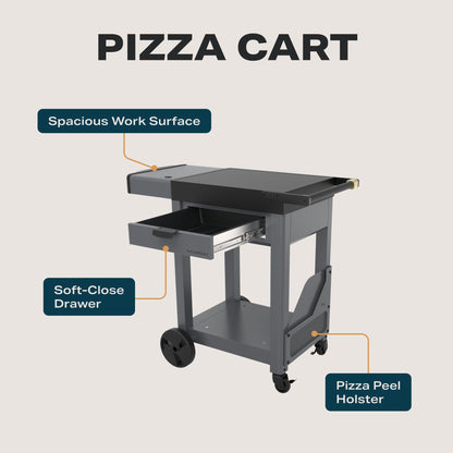 Current® Outdoor Pizza Cart, Mobile Prep Station with Soft-Close Drawer, Pizza Peel Holster, Spacious Work Surface, Weather-Resistant, Perfect Height, Wheels for Easy Movement