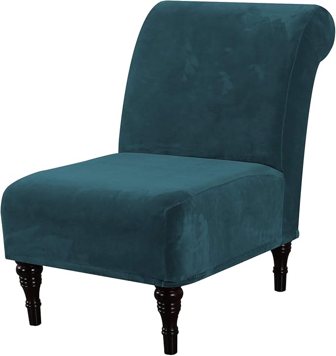 H.VERSAILTEX Armless Accent Chair Covers Thick Velvet Armless Chair Slipcovers