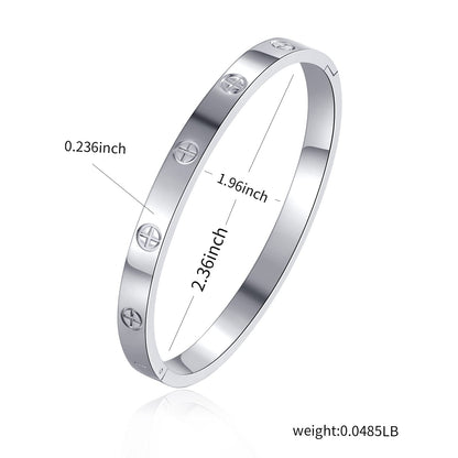 YUFANHY Love Bracelet Cuff 18k Gold Plated Stainless Steel Love Bracelet For Women Novelty And Mother Daughter Bracelet Jewelry Oval Bangle Witness The Of Love Wedding For Couple（Silve）