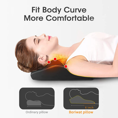 Boriwat Back Massager with Heat, Neck Massager for Pain Relief Deep Tissue, 3D Kneading Massage Pillow for Back, Neck, Shoulder, Legs, Gifts for Women Men Mom Dad