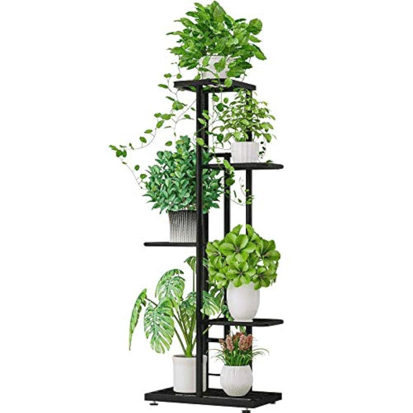 MTB Garden 5 Tier Metal Plant Stand for Indoor Outdoor Flower Pot Display Planter Shelf, Charcoal Grey
