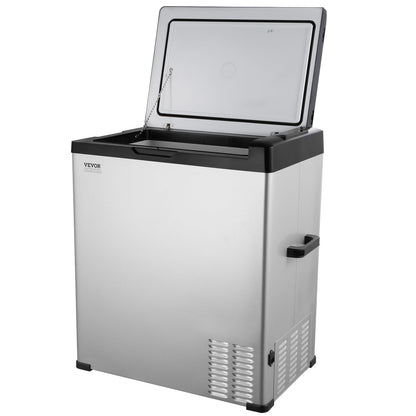 VEVOR 12 Volt Car Refrigerator Fridge, 70Liter(74qt) Single Zone Portable Freezer, -4℉-68℉ Adjustable Range, 12/24V DC and 100-240V AC Compressor Cooler for Outdoor, Camping, RV, Silver