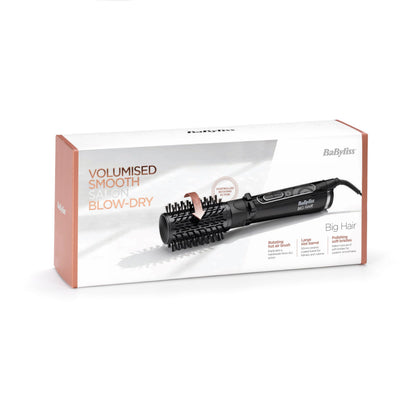 BaByliss Big Hair Rotating Hair Dryer Brush - Dry and Style in One Step, 2 Speeds & Alternating Directions, Ionic Frizz-Control, 50mm Barrel, Black, 2885U