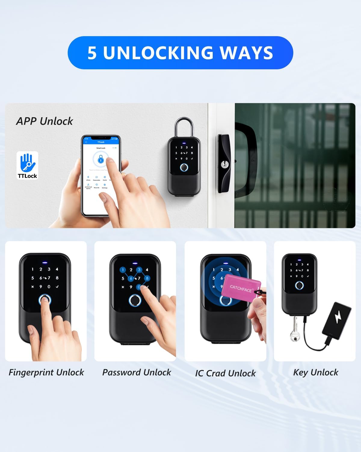 [New]Smart Lock Box,CATCHFACE Wireless Smart Key Lock Box App Control,Share eKey,Key Lockbox Wall Mount&Door Handle,Electronic LockBox Realtor/Home/Office/Warehouse/Vrbo/Cars