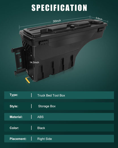 SCITOO Truck Bed Tool Box for Ford F-250 F-350 F-450 Super Duty 1999-2016 Right Passenger Side,Multi-Compartment Dividers Organized Storage,Heavy Duty & No-Drill Installation