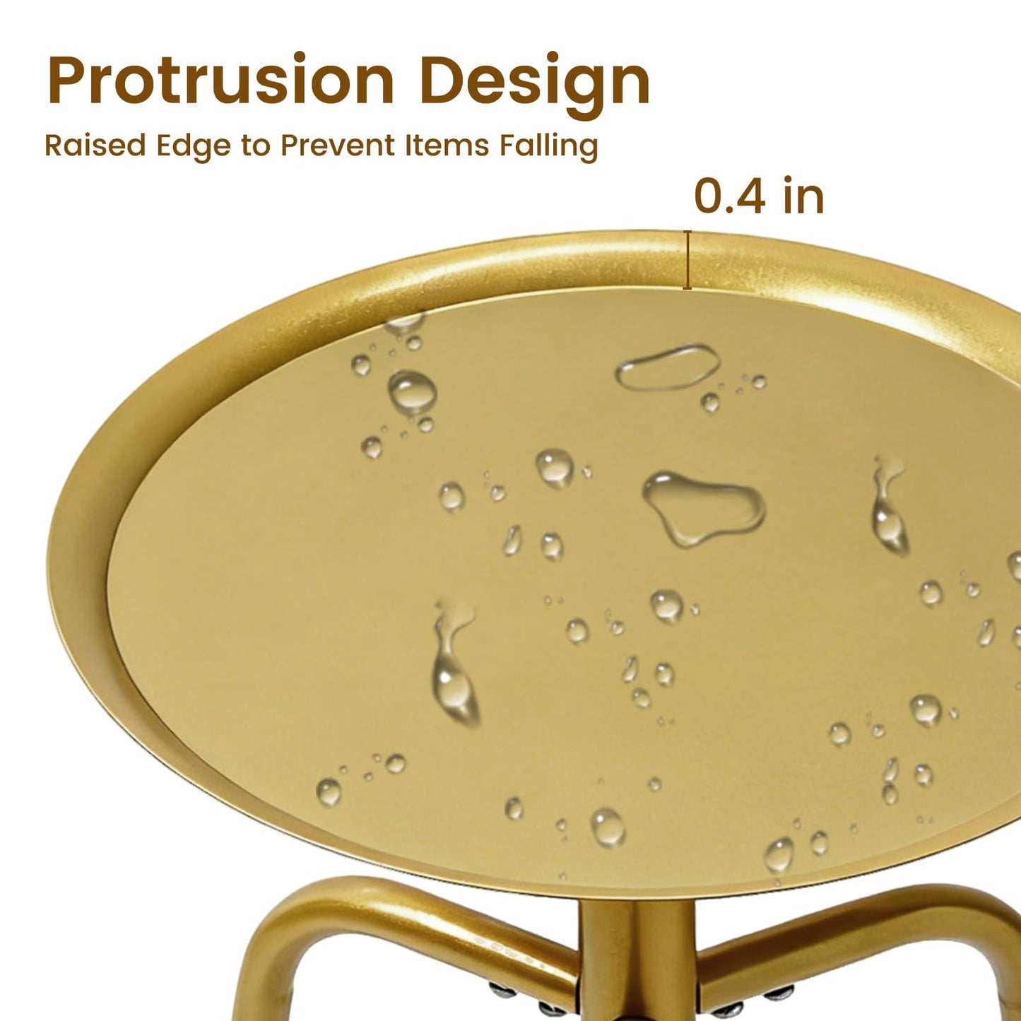 Uniqcovosa Plant Stand Indoor Outdoor, 11'' Round Gold Corner Single Plant Table, 3-Leg Small Metal Plant Holders Flower Pot Stand, Modern Corner Round Small Side End Table with Raised Design