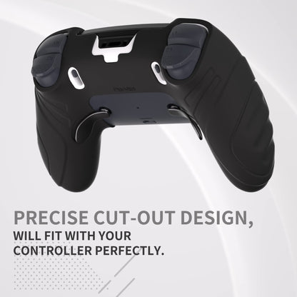 PlayVital Guardian Edition Anti-Slip Ergonomic Silicone Cover Case for ps5 Edge Controller, Soft Rubber Protector Skin for ps5 Edge Wireless Controller with Thumb Grip Caps - Black