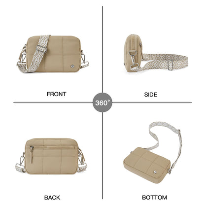 Telena Crossbody Bags for Women Cross Body Purse with Guitar Strap Lightweight Puffer Shoulder Bag for Travel
