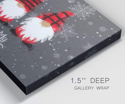 Renditions Gallery Chillin with my Gnomies Wall Art, Funny Christmas & Winter Decorations, Grey, Red, Black, Premium Gallery Wrapped Canvas Decor, Ready to Hang, 8 in H x 12 in W, Made in America