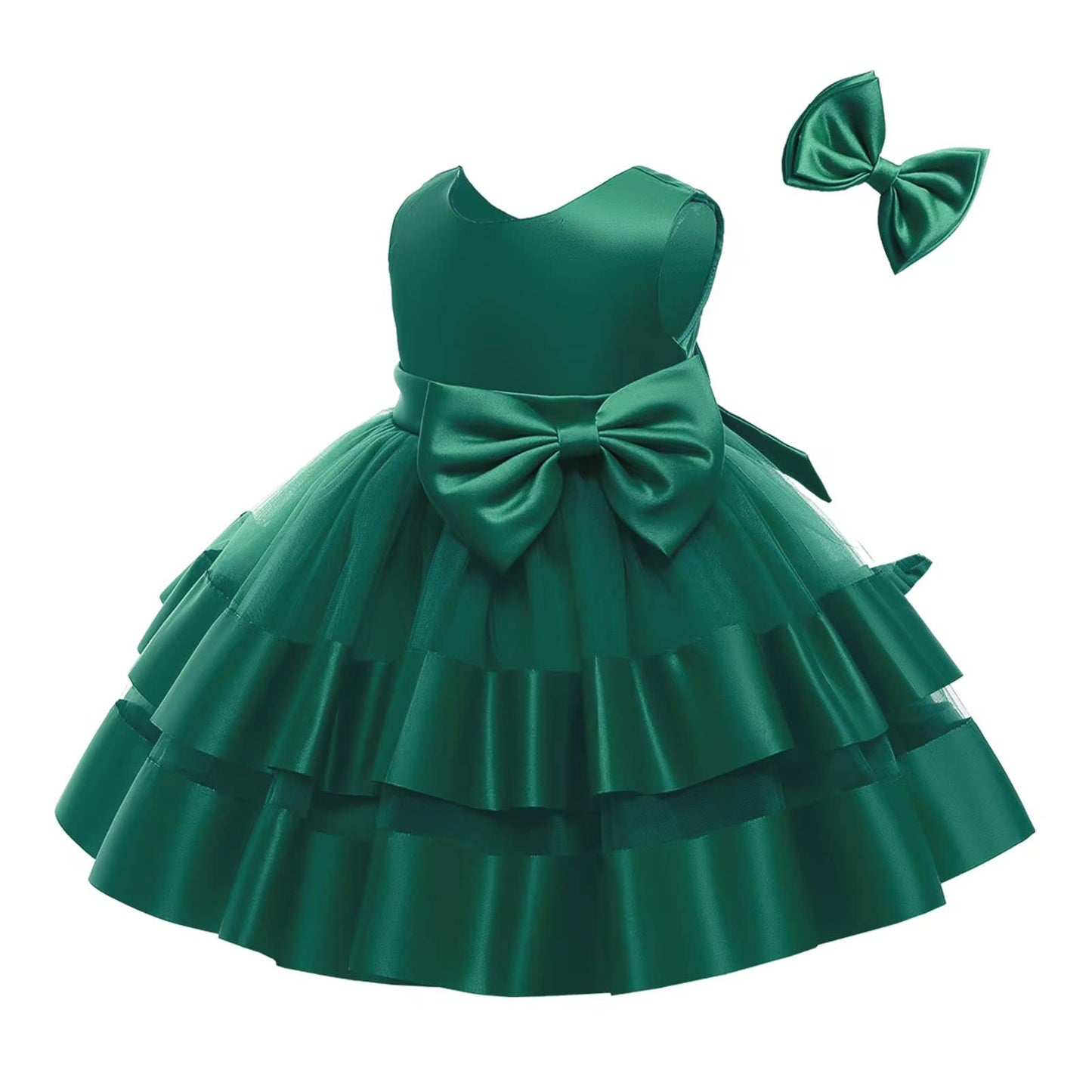 Flower Girls Wedding Wedding Babies Birthday Party Frock Christmas Event Baptism Prom Tutu Sunny Dresses (Dark Green,90)